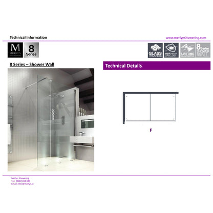 Merlyn 8 Series Walk-In Wetroom Shower Panel 1000mm Polished Chrome Frame With Clear Glass