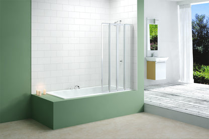 Merlyn 4 Fold Bath Shower Screen Silver Frame With Clear Glass