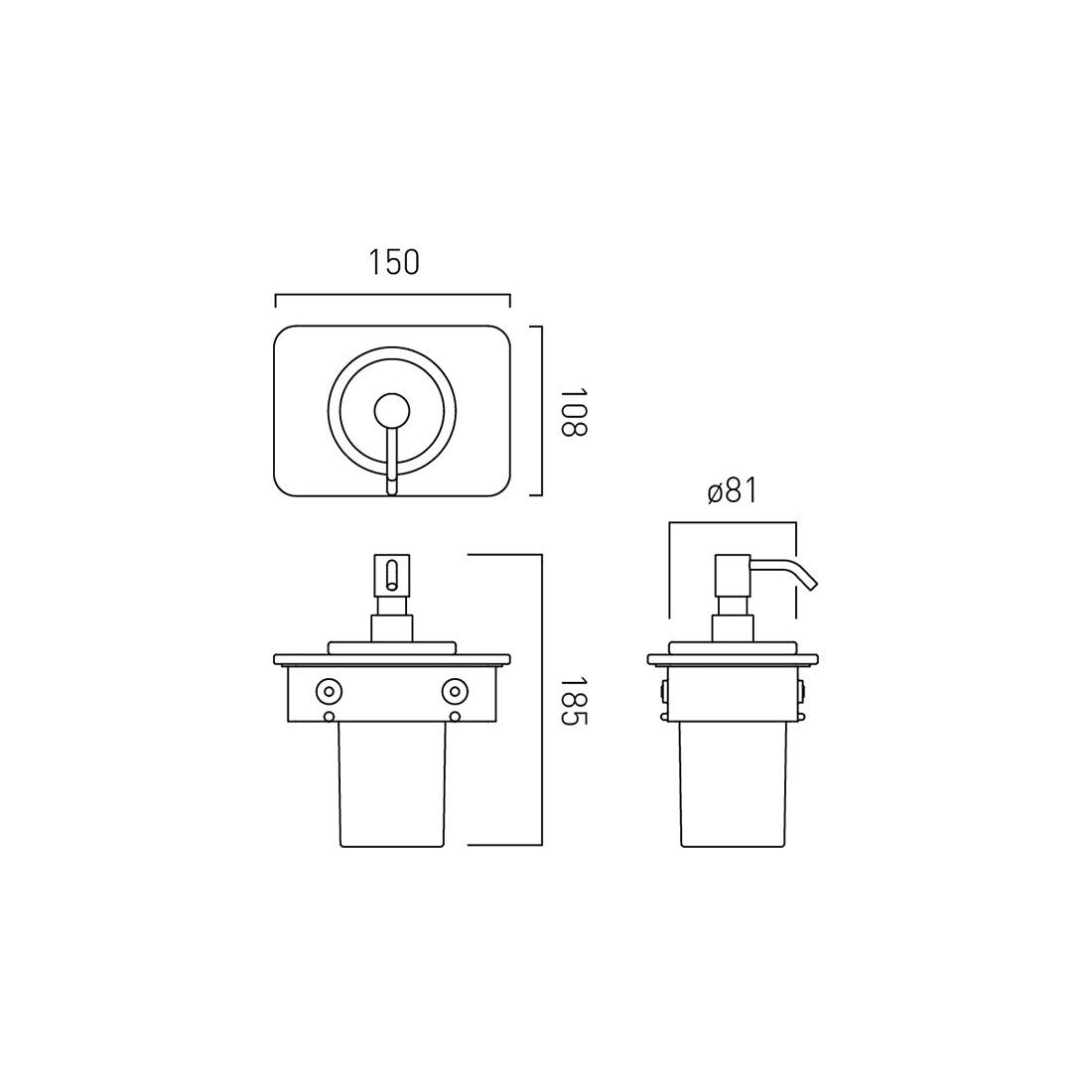 Vado Soap Dispenser with 150mm White Glass Shelf