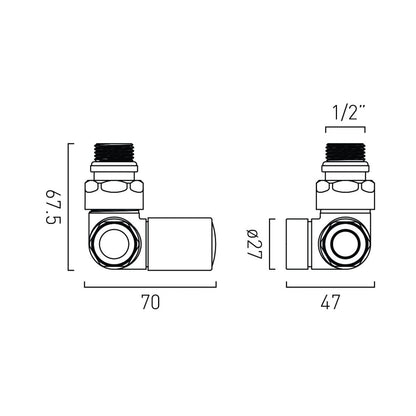 Vado MUSE Heated Towel Rail Corner Valve Pack