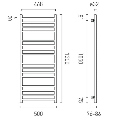 Vado Heated Towel Rail 1200x500mm Round