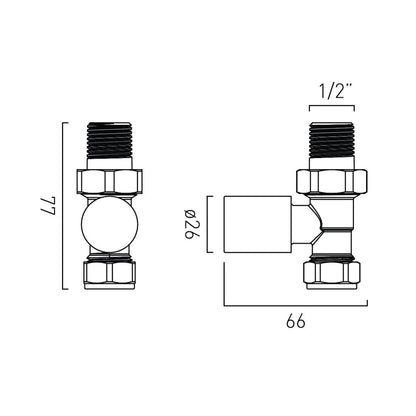 Vado MUSE Heated Towel Tail Straight Valve Pack