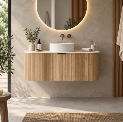 LUXE81 Marloe 1200 Oak Cabinet With Carrara Top and Ceramic Basin