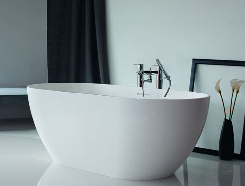 Crosswater MPRO Petite Freestanding Bath Natural Stone - Gloss White