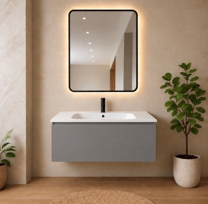 LUXE81 Nile Grey Cabinet With Matt Stone Basin