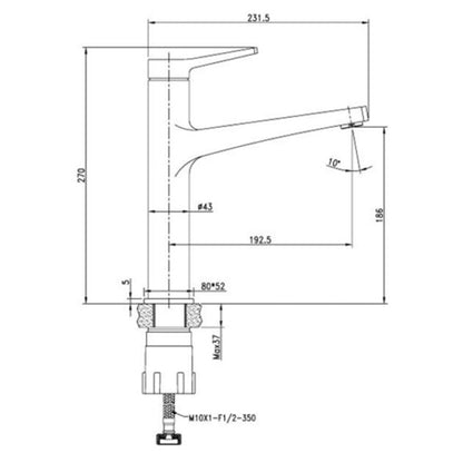 Just Taps Plus Omega High Neck Single Lever Sink Mixer in Chrome finish