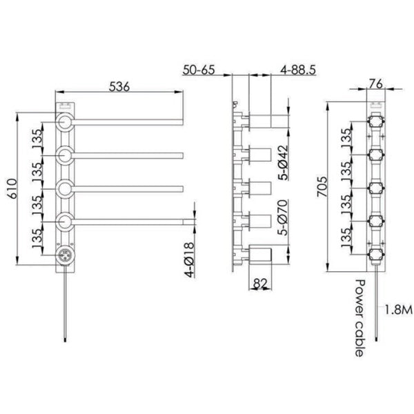 Just Taps Plus Onyx Electric Towel Radiator, 520mm