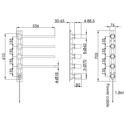 Just Taps Plus Onyx Electric Towel Radiator, 520mm