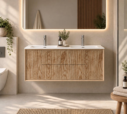 LUXE81 ORA 1200 Light Walnut Cabinet With Ceramic Basin