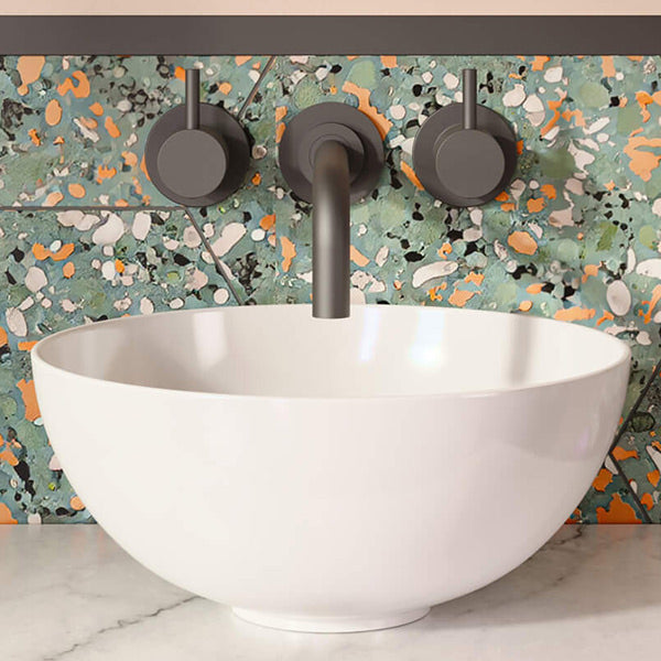 MPRO Slate Wall Mounted Basin Mixer w/ 3 Tap Holes