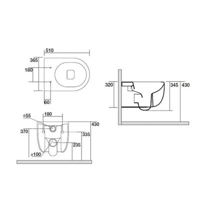 Crosswater GL6116CW Glide II White Wall Hung Rimless WC And Soft Close Seat