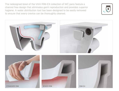 Vitra M-Line RIM-EX Rim Less Wall Hung WC Pan - White