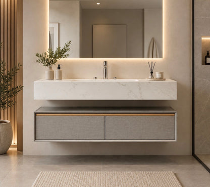 LUXE81 Rhine Grey Unit With 3TH Marble Stone Top