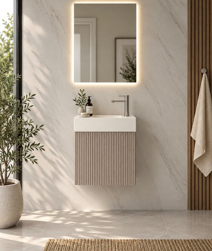 RIO 450 1 Door Beige Flute Cabinet and Basin