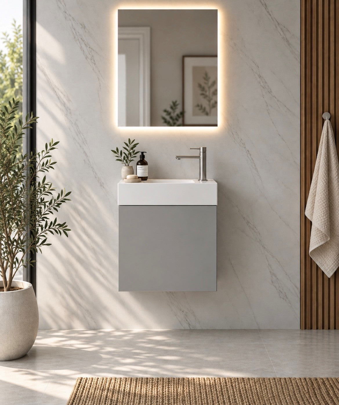 RIO 450 1 Door Light Grey Cabinet and Basin