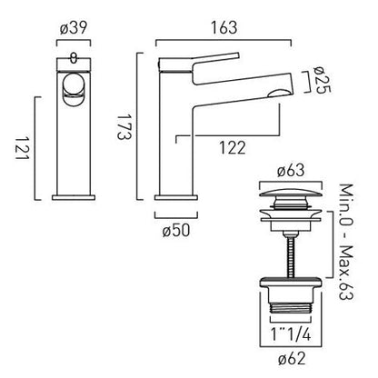Vado Safari Lever Cold Start Mono Basin Mixer with Universal Basin Waste