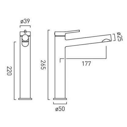 Vado Safari Lever Cold Start Extended Mono Basin Mixer