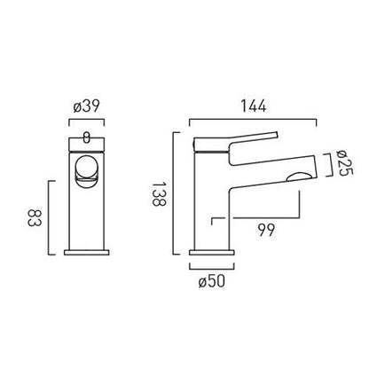 Vado Safari Lever Cold Start Mini Mono Basin Mixer