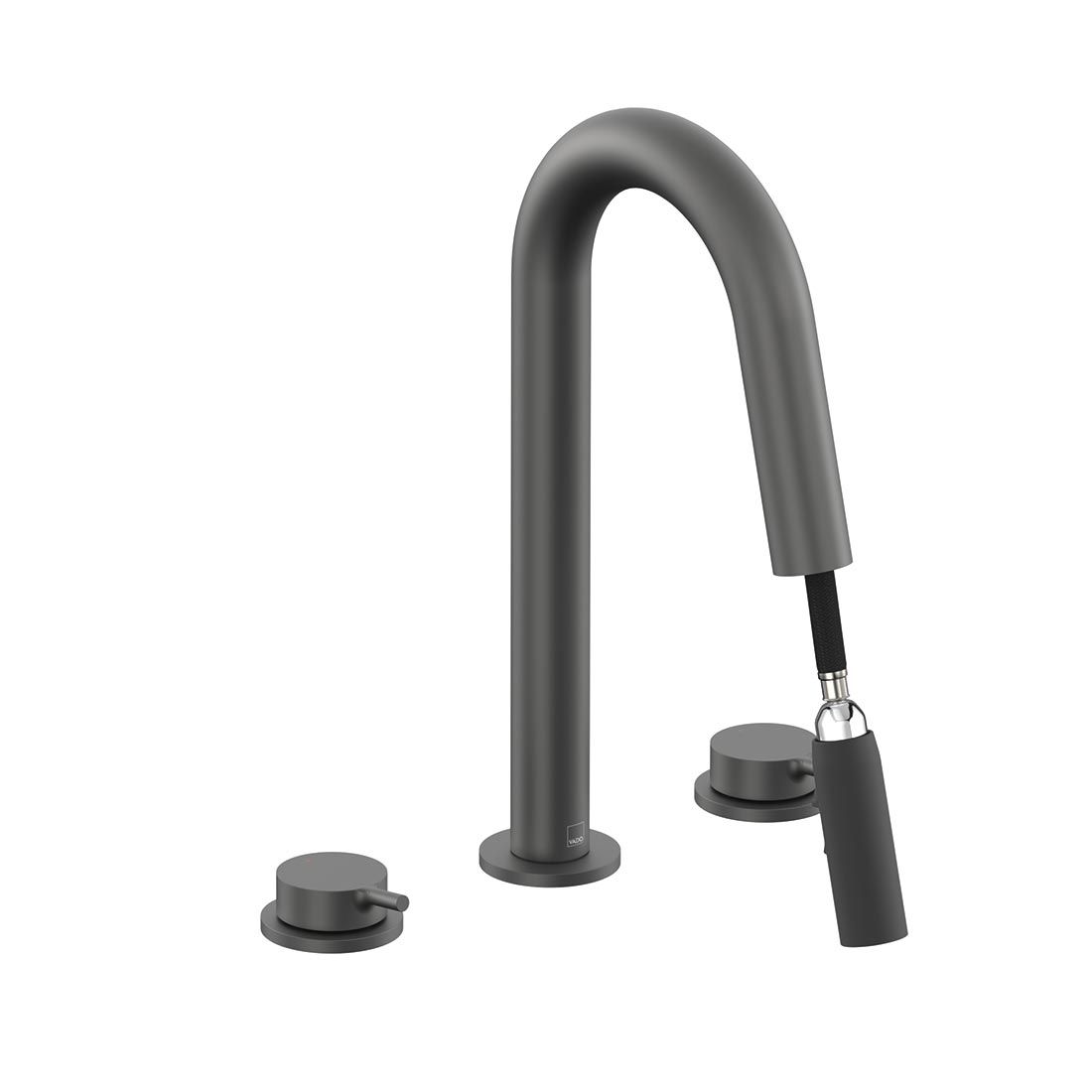 Vado Safari Lever Three Hole Deck Mounted Basin Mixer with Pull Out Spout