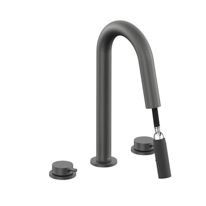 Vado Safari Lever Three Hole Deck Mounted Basin Mixer with Pull Out Spout
