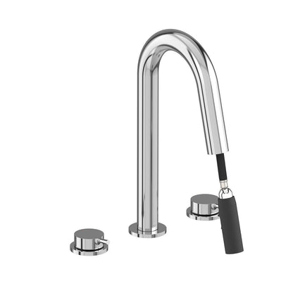 Vado Safari Lever Three Hole Deck Mounted Basin Mixer with Pull Out Spout