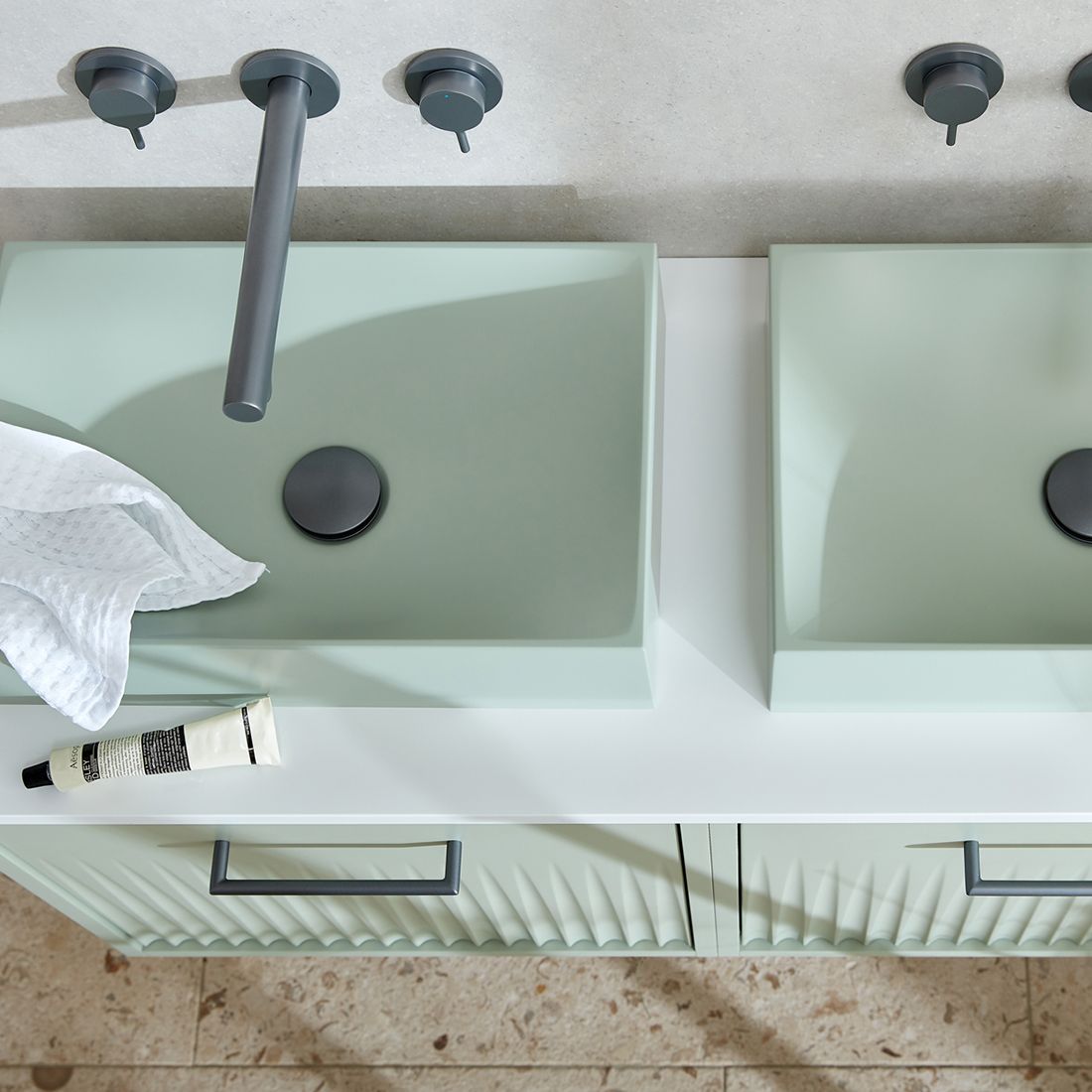 Vado Safari Lever Three Hole Wall Mounted Basin Mixer for Low Pressure System