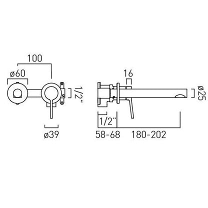 Vado Safari Lever Wall Mounted Basin Mixer for Low Pressure System