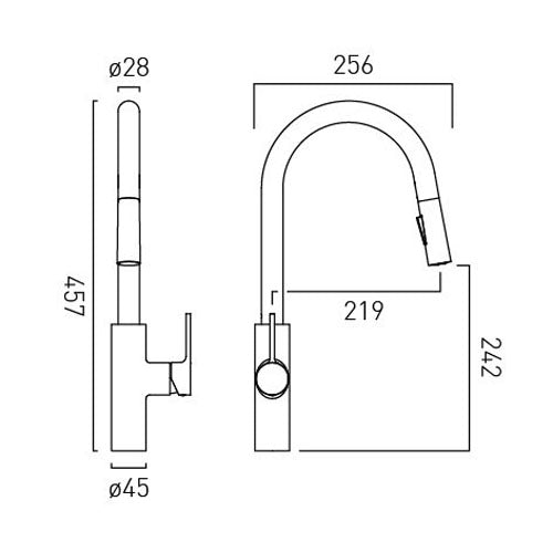 Vado Safari Deck Mounted Kitchen Mixer with Pull-out Spout