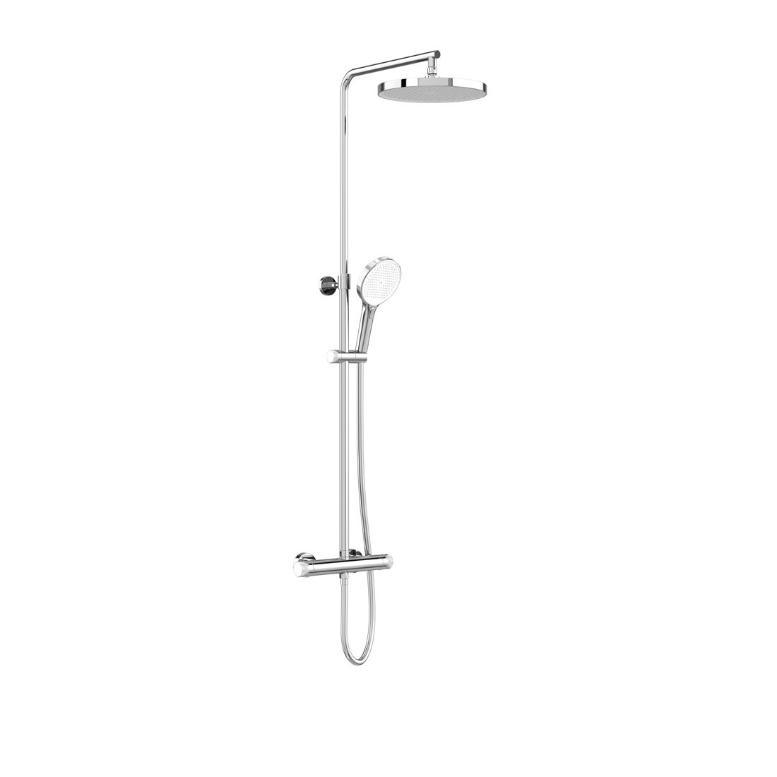 Vado Safari Leverless Wall Mounted Exposed Thermostatic Shower Column with MF Handset and Easyfit Brackets