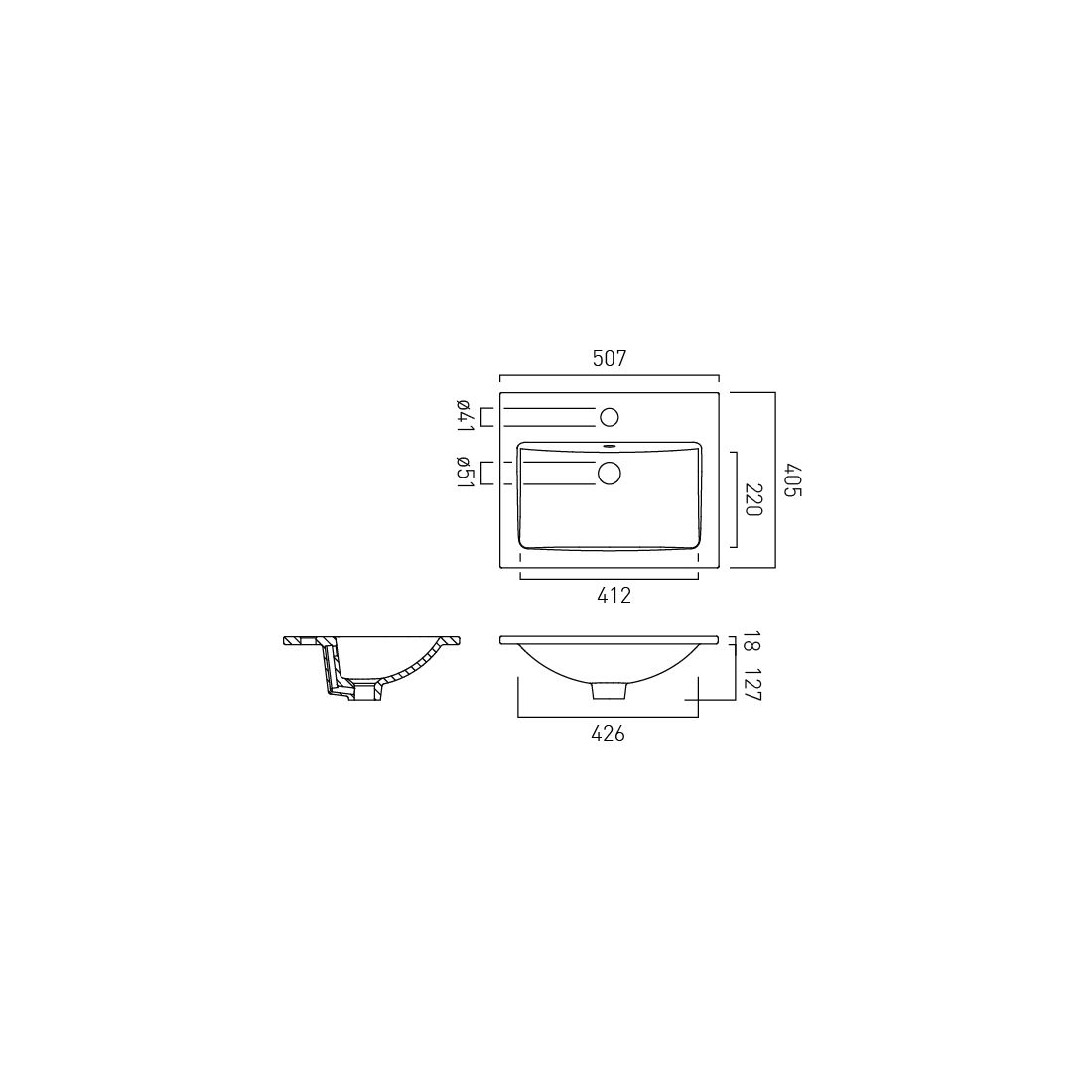 Vado Safari 500mm Ceramic Vanity Basin