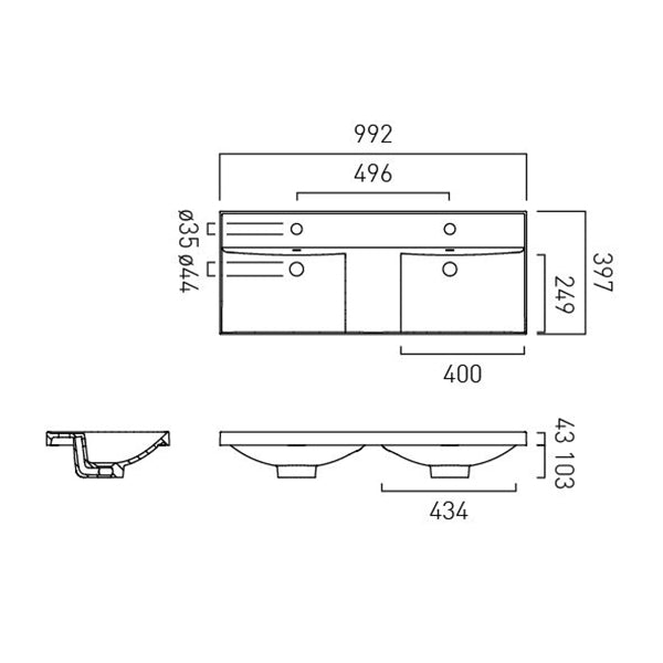 Vado Safari Mineral Cast Double Vanity Basin