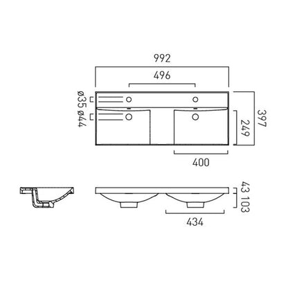 Vado Safari Mineral Cast Double Vanity Basin