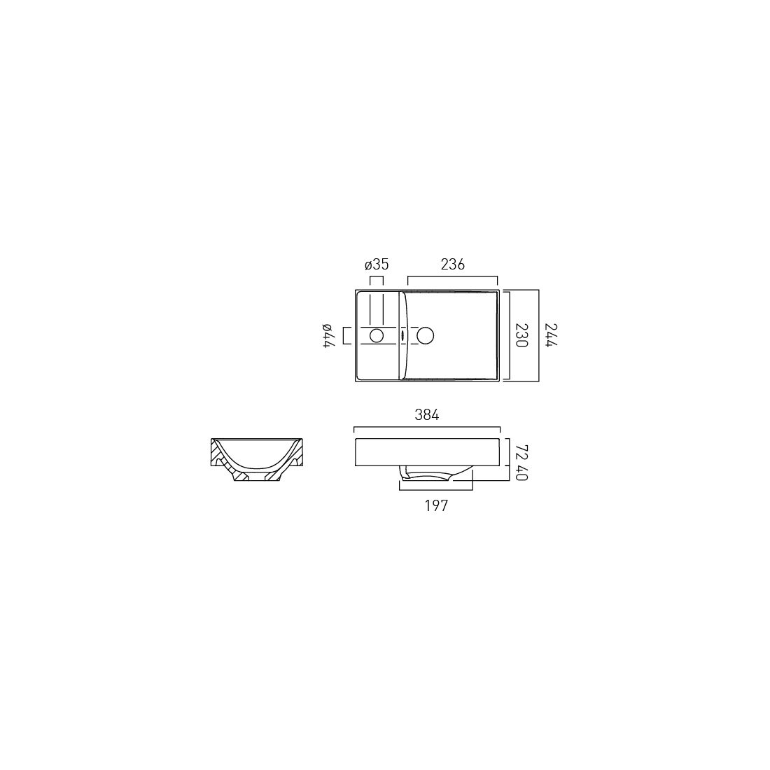 Vado Safari 400mm Mineral Cast Cloakroom Basin