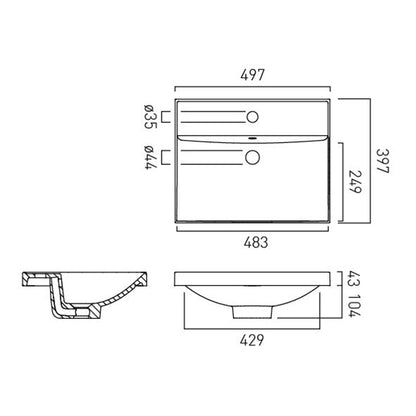 Vado Safari 500mm Mineral Cast Vanity Basin