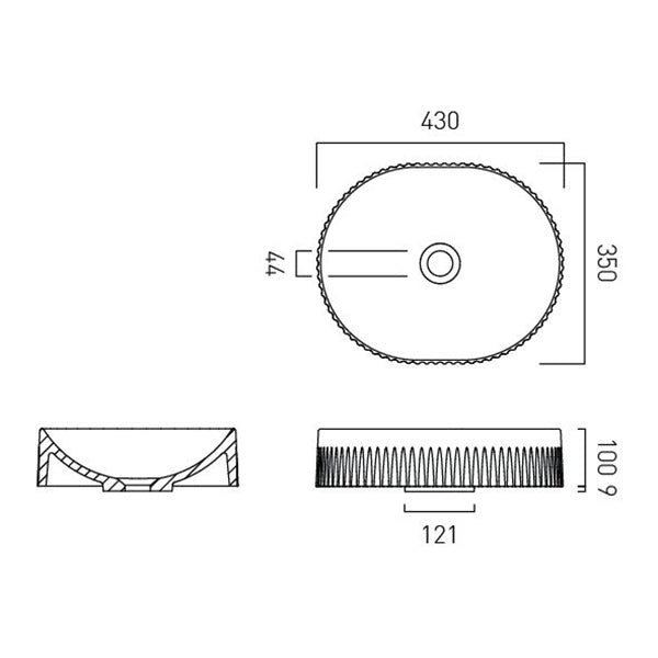 Vado Safari Fluted Countertop Basin - Round