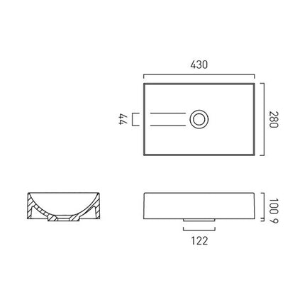 Vado Safari Smooth Countertop Basin - Square