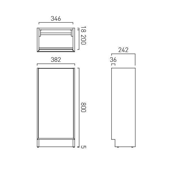 Vado Safari 400mm Smooth Cloakroom Unit - Floor Mounted, Left Pull