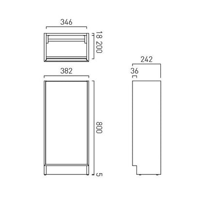 Vado Safari 400mm Smooth Cloakroom Unit - Floor Mounted, Left Pull