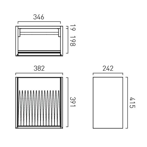 Vado Safari 400mm Fluted Cloakroom unit - Wall Hung, Left Pull