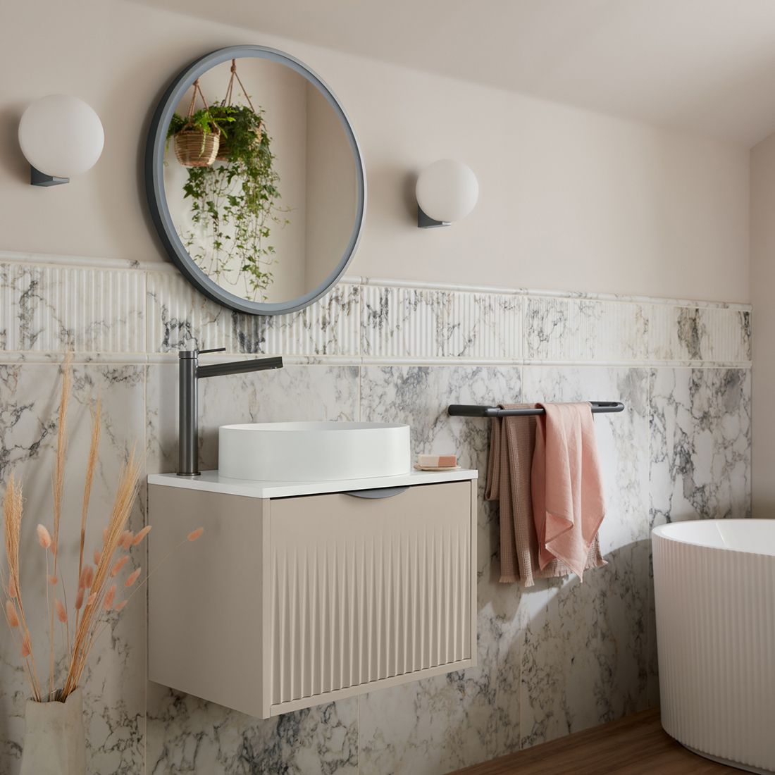 Vado Safari Wall Hung Fluted Vanity Unit