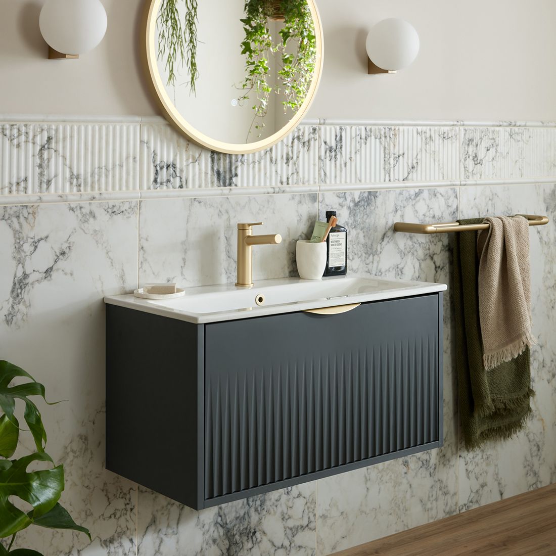 Vado Safari Wall Hung Fluted Vanity Unit