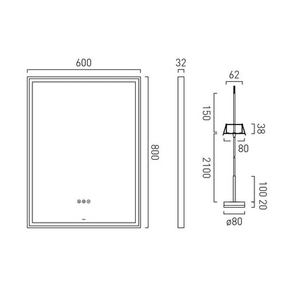 Vado Safari Wireless LED Mirror Package - Rectangular