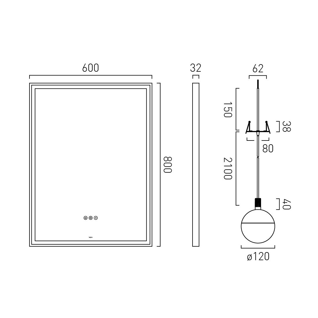 Vado Safari Wireless Mirror Package - Rectangular