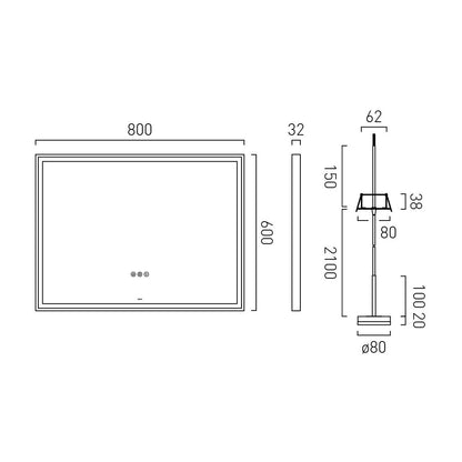 Vado Safari Wireless LED Mirror Package - Rectangular