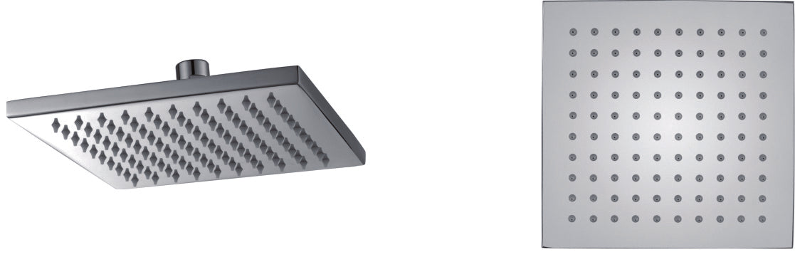 Square 200mm Chrome Plated Brass Shower Head with Brass Swivel Elbow