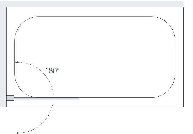 Lakes Square Hinged Bath Screen 1500 x 800mm Silver Frame Clear Glass