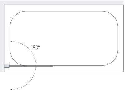 Lakes Square Hinged Bath Screen 1500 x 800mm Silver Frame Clear Glass