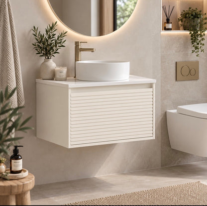 LUXE81 Tasman 600 Beige Cabinet With Countertop and Ceramic Basin