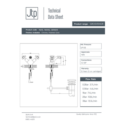 Just Taps Plus Grosvenor Bidet Mixer With Pop Up Waste