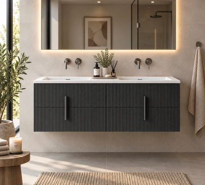 LUXE81 Tweed 1200 Dark Grey Cabinet With Ceramic Basin